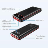 Portable Charger Power Bank 25000mAh, Fast Charging USB C with 3 Outputs & 2 Inputs & Flashlight, Ultra High Capacity External Battery Pack for Cell Phone Compatible with iPhone, Samsung, Android etc